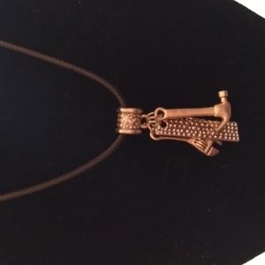 Men's black cord necklace with charms